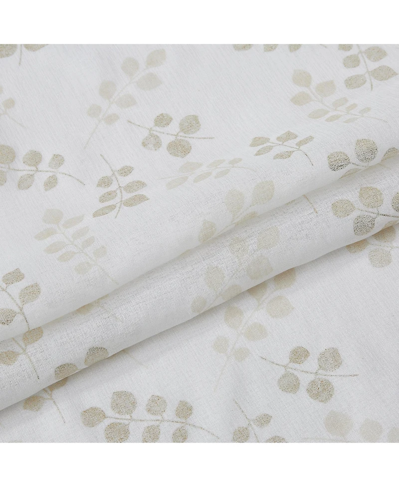 Dainty Home Clarrissa Leaf Designed Linen Textured Metallic Light Filtering Window Curtain Panels with Grommets, 2-Pack