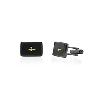 Metallo Stainless Steel, Brushed Gold Cross Cufflinks