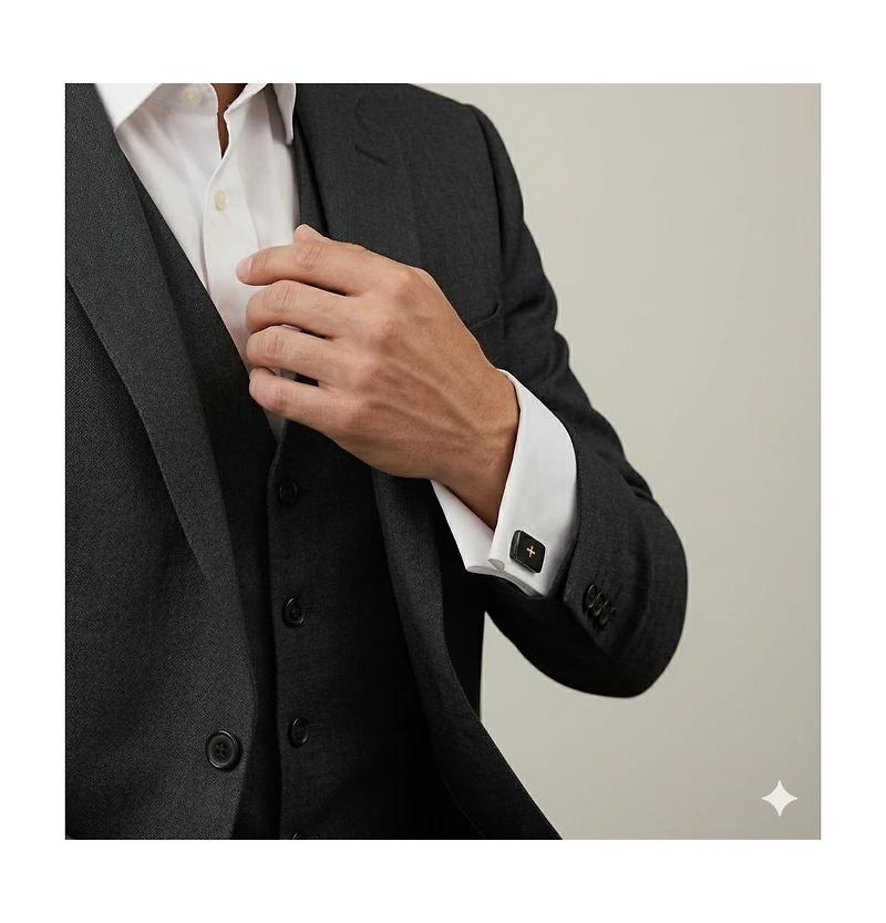 Metallo Stainless Steel, Brushed Gold Cross Cufflinks