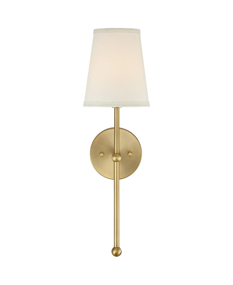 Elena Modern Wall Light Sconces Set of 2 Warm Brass Gold Metal Hardwired 6" Cream Linen Shade for Bedroom Bedside Living Room House Home Hallway Dinin