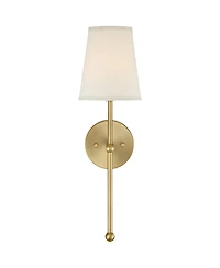 Elena Modern Wall Light Sconces Set of 2 Warm Brass Gold Metal Hardwired 6" Cream Linen Shade for Bedroom Bedside Living Room House Home Hallway Dinin