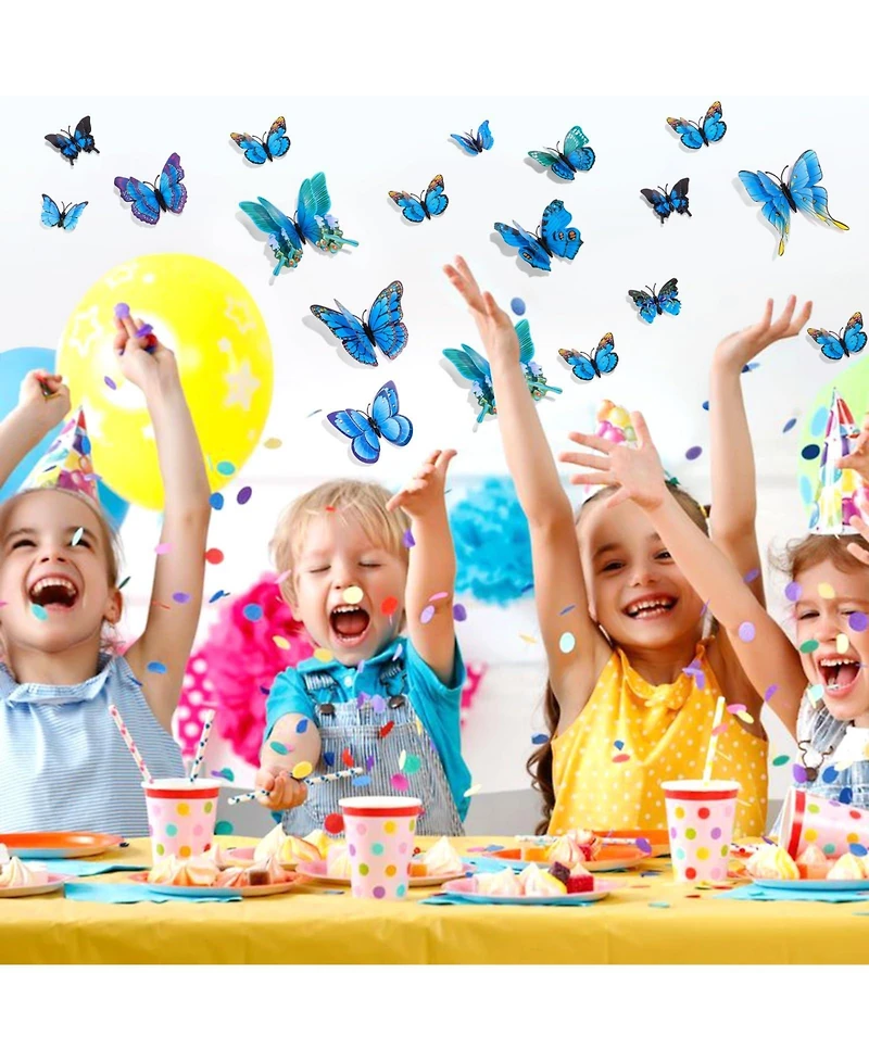 Gnuadz 24pcs 3D Butterfly Wall Decor Double Layer Decal Party Decoration