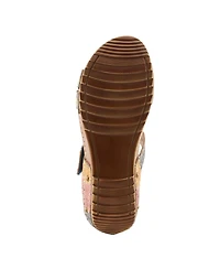 L'Artiste Women's Ohsosweet Floral Leather Wedge with Soft Cushioned Insole