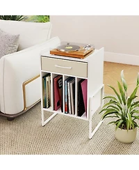 Sugift Record Player Stand with Drawer and Vinyl Record Storage