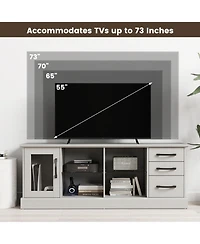 Gouun 63 in Media Console with 3 Drawers and Dual Glass Display Shelves