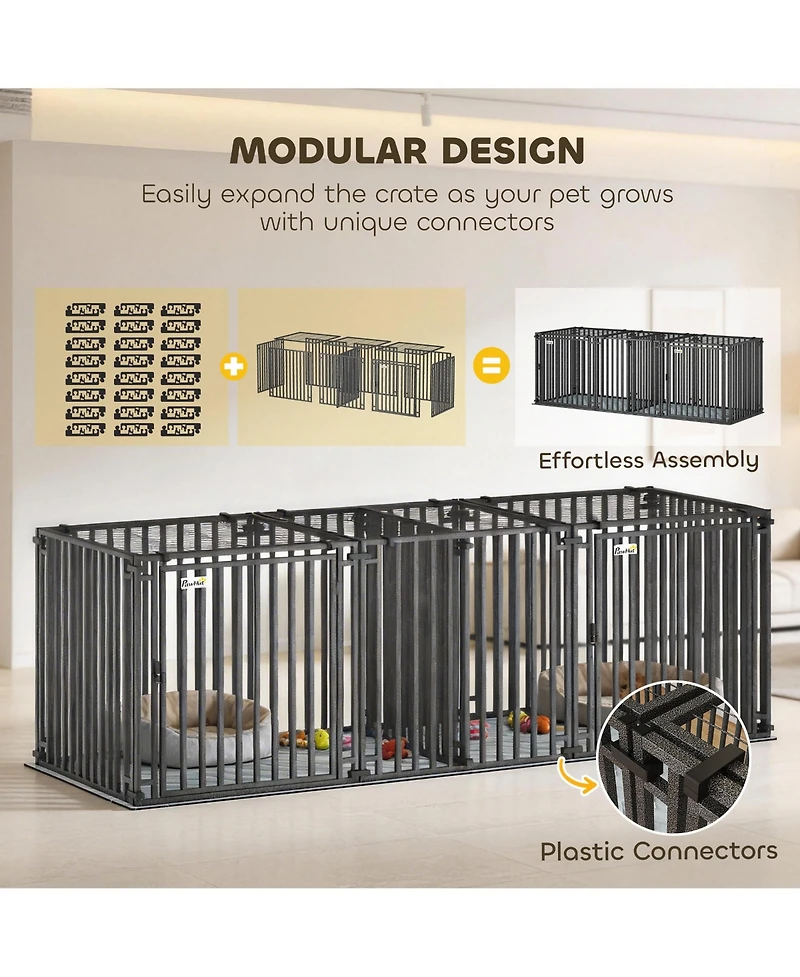 PawHut 83"L Heavy Duty Dog Crate, Extra Large Dog Kennel with Divider and Mat