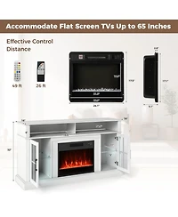 Gouun 58 in Fireplace Tv Stand with Led Lights and Glass Door Cabinets
