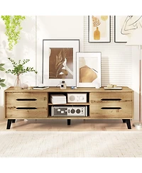 Gouun 59 in Mid-Century Tv Stand with Sliding Doors and Cable Management