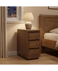 Tribesigns Solid Wood Nightstand with 3-Drawers, Side Table, Assembly Wooden Bedside Table