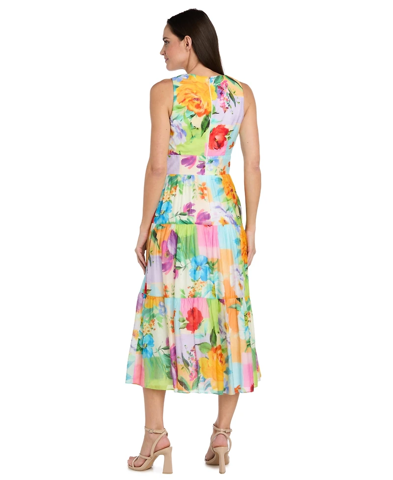 Rm Richards Women's Printed Fit-and-Flare Gauze Midi Dress