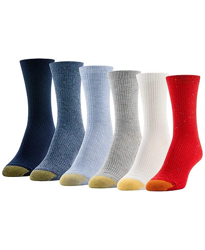 Gold Toe Women's Americana Rib Nep Midi Socks, 6-Pack