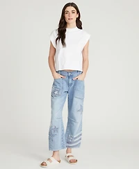 Driftwood Women's Barbara Patriotic Patchwork Wide-Leg Jeans