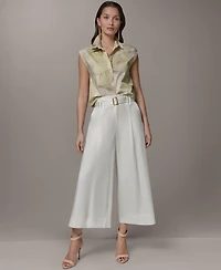 Donna Karan New York Petite Pleated Wide-Leg Cropped Pants