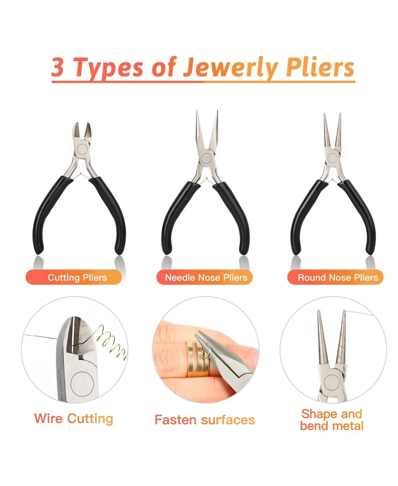 Gnuadz 1810 Pcs Jewelry Making Kit Pliers Wires Findings Chains Magnifier Storage Bag