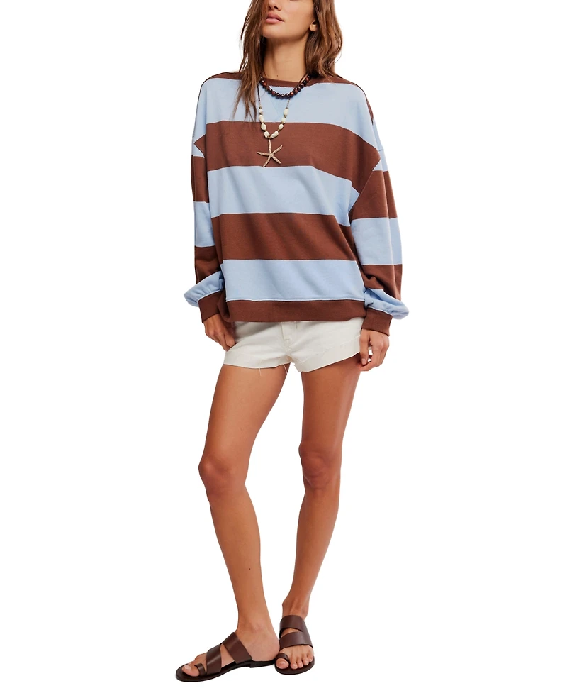 Free People Women's Classic Crewneck Stripe Oversized Top