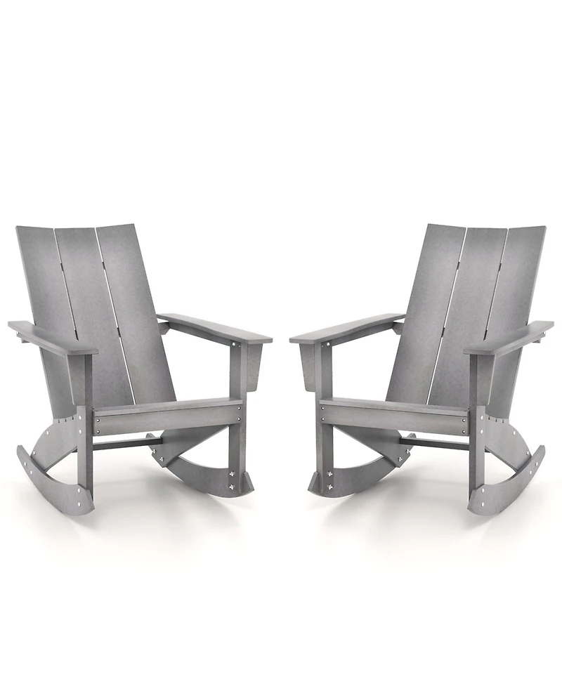 Gymax Set of 2 Adirondack Rocking Chair All Weather Hdpe Rocker Patio
