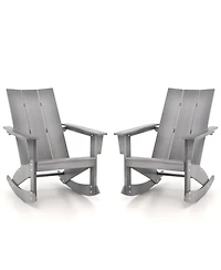 Gymax Set of 2 Adirondack Rocking Chair All Weather Hdpe Rocker Patio