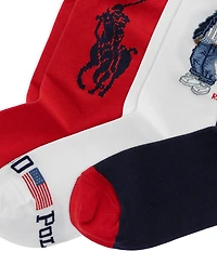 Polo Ralph Lauren Women's Americana Bear Crew Socks, 3-Pack