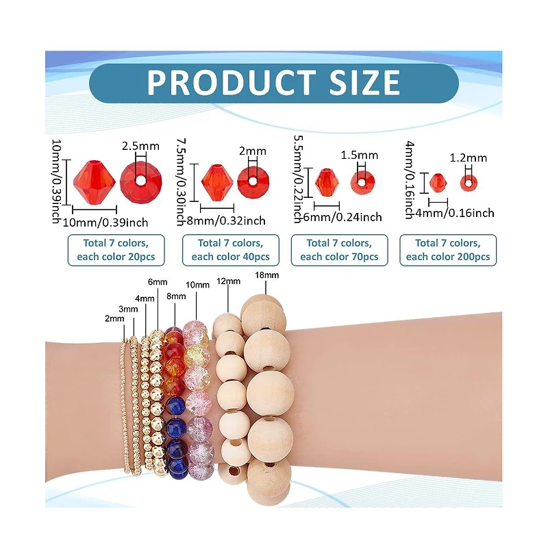 Gnuadz 2310pcs Crystal Beads Faceted Bicone Transparent Bracelet Necklace Earring Diy Craft