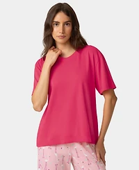 Hue Women's Short-Sleeve Cotton Candied Boxy Pajamas Top
