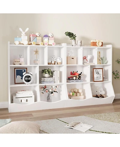 gaomon Set of 2 Toy Storage Cabinets, 3-Tier Kids Bookshelf with Multi Shelf Cubby for Bedroom, Playroom, Kindergarten