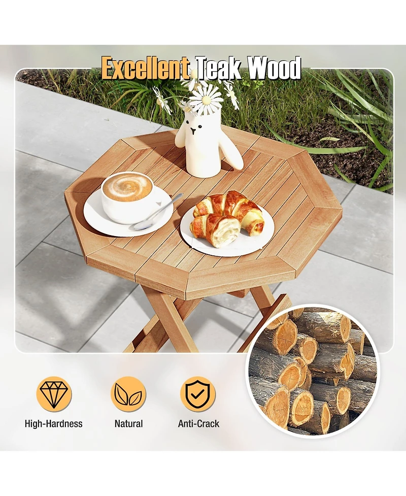 Gymax Patio Folding Side Table w/ X-shaped Legs and Slatted Tabletop for Backyard