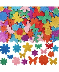Gnuadz 300 Pieces Spring Glitter Flower Butterfly Foam Stickers Self-adhesive Arts Crafts Scrapbooking Cards Decoration