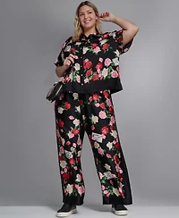 Karl Lagerfeld Paris Plus Floral-Print Collared Blouse