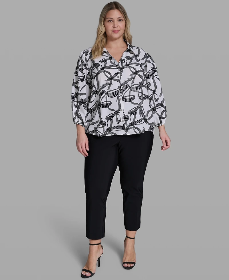 Karl Lagerfeld Paris Plus Button-Front Blouse