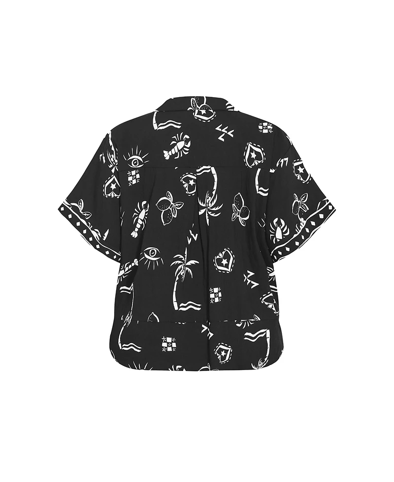 City Chic Women's Resort Border Print Shirt