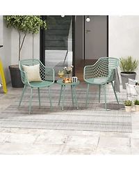 Slickblue 3-Piece Outdoor Patio Chair Set with Pp Seat and Tabletop for Porch