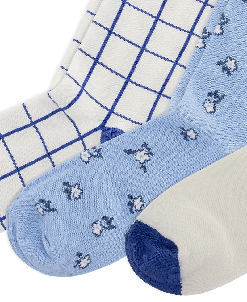 Polo Ralph Lauren Girls' 4-11 Blueberry Dog Socks, 3-Pack