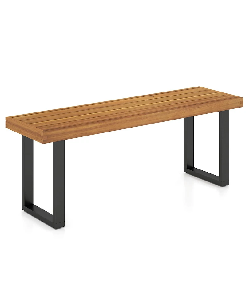Gouun 48-Inch Acacia Wood Bench with Slatted Seat