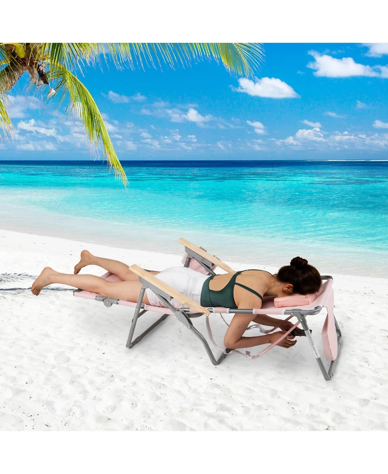 Gouun Portable Beach Chair with Umbrella and Canopy