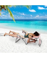 Gouun Portable Beach Chair with Umbrella and Canopy