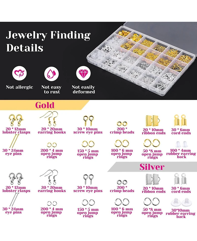 Gnuadz Jewelry Making Kit Tools Earring Hooks Findings Wires Chains Helping Hands