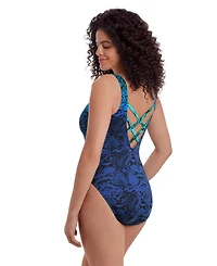 Longitude Women's Double X-Back Tank Modern Leg Long Torso One-Piece Swimsuit
