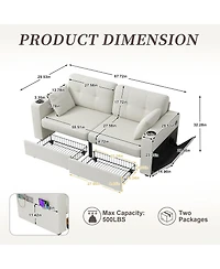 Rainsken Loveseat Sofa, 67" Chenille 2-Seater Couch