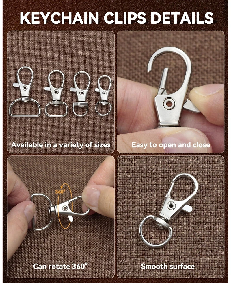 Gnuadz 325PCS Keychain Making Kit Lobster Clasp Swivel Hook Jump rings Extender Chain