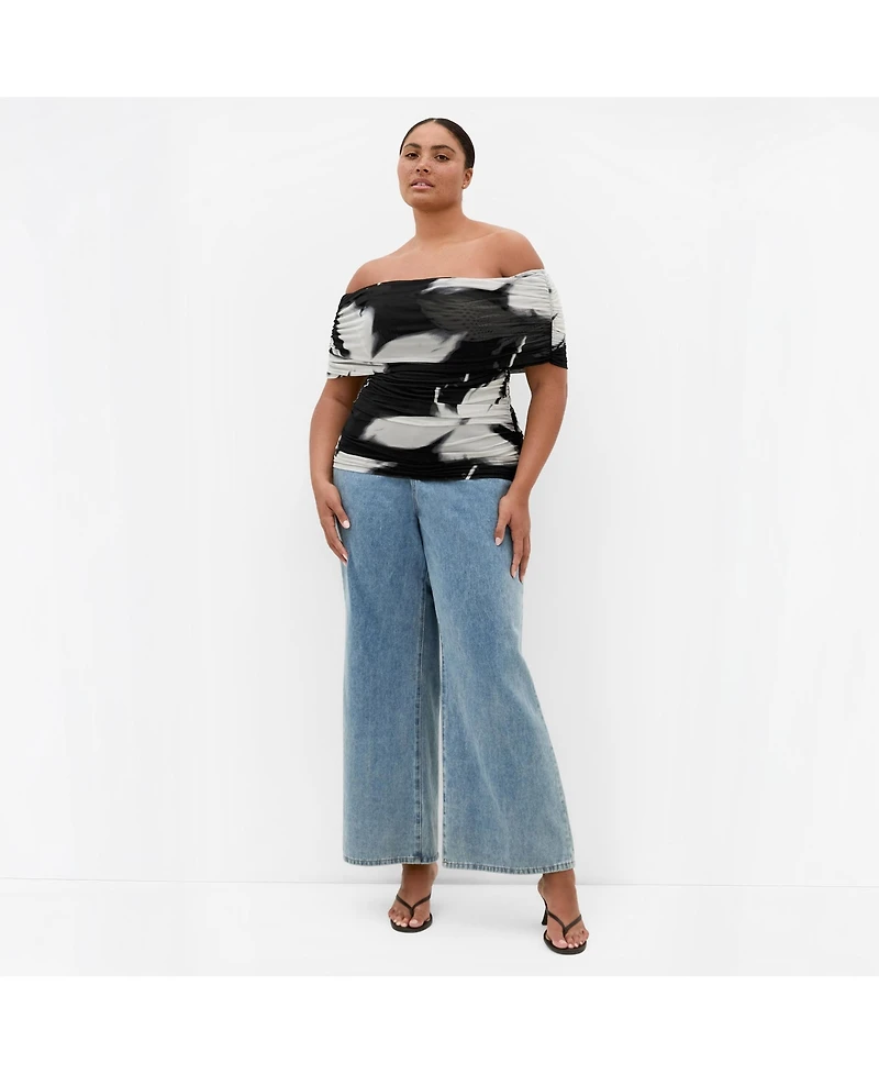 City Chic Women's Dana Blur Print Mesh Top