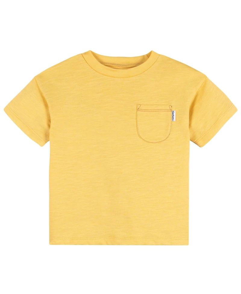 Gerber Baby Boys 3-Piece T-Shirts and Shorts, Awesome Yellow, 18 Months