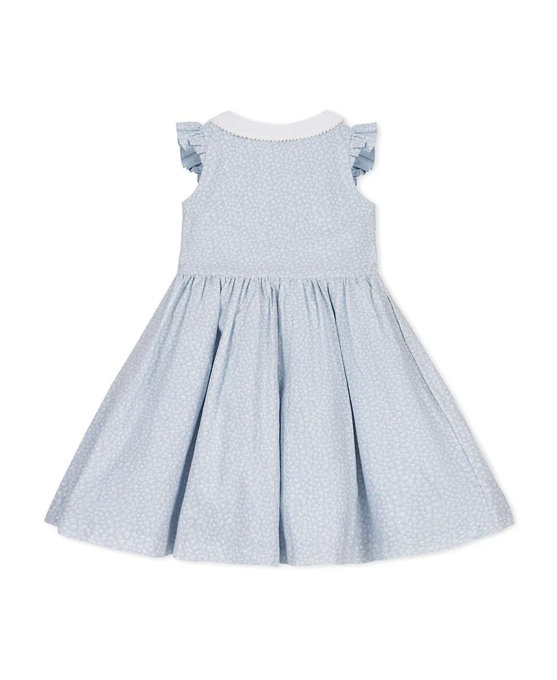 Hope and Henry Little Big Girls' Ruffle Sleeve Linen Dress with Peter Pan Collar