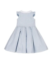 Hope and Henry Little Big Girls' Ruffle Sleeve Linen Dress with Peter Pan Collar
