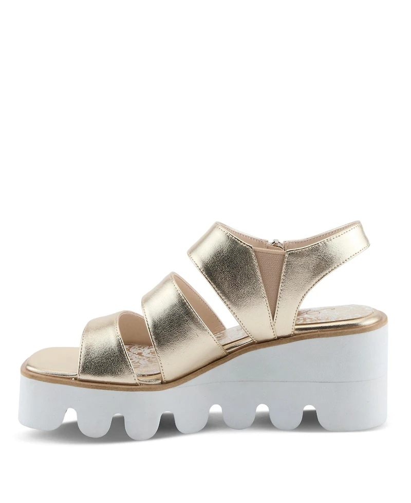 Azura Corrigate Women's Metallic Platform Sandal with Soft Footbed Comfort