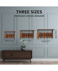 Yigii Wall Mounted Wooden Coat Rack with Shelf Heavy Duty Entryway Organizer Solid Wood Display Storage