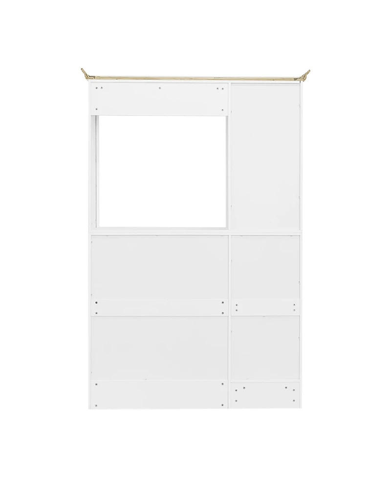 Flynama 54.7in Hall Tree 4in1 Entryway Storage Shoe Cabinet Mirror Hooks Bench