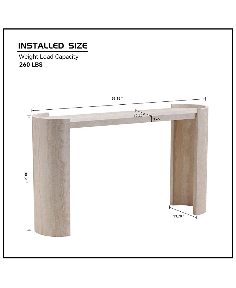 Flynama 53.15in Faux Mars Marble Narrow Console Table Modern Entryway Sofa Table