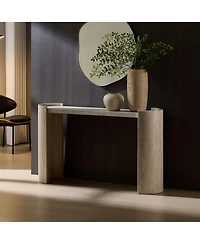 Flynama 53.15in Faux Mars Marble Narrow Console Table Modern Entryway Sofa Table