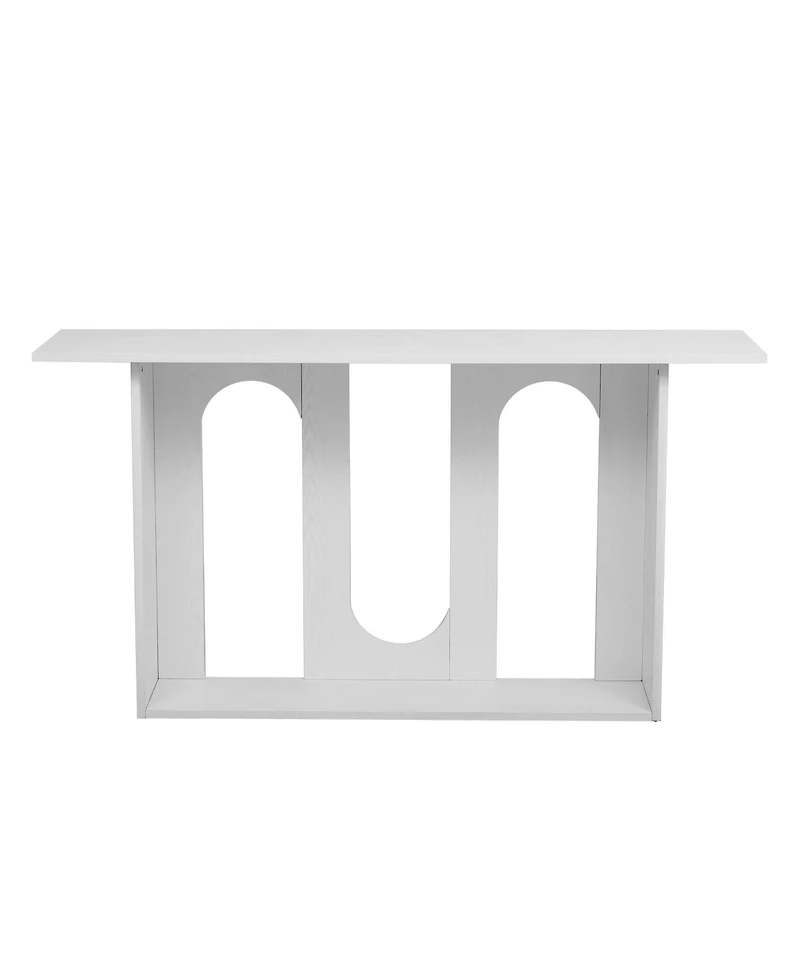 Flynama Modern Curved Ash Veneer Console Table With Shelf For Entryway Hallway Foyer