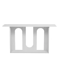 Flynama Modern Curved Ash Veneer Console Table With Shelf For Entryway Hallway Foyer